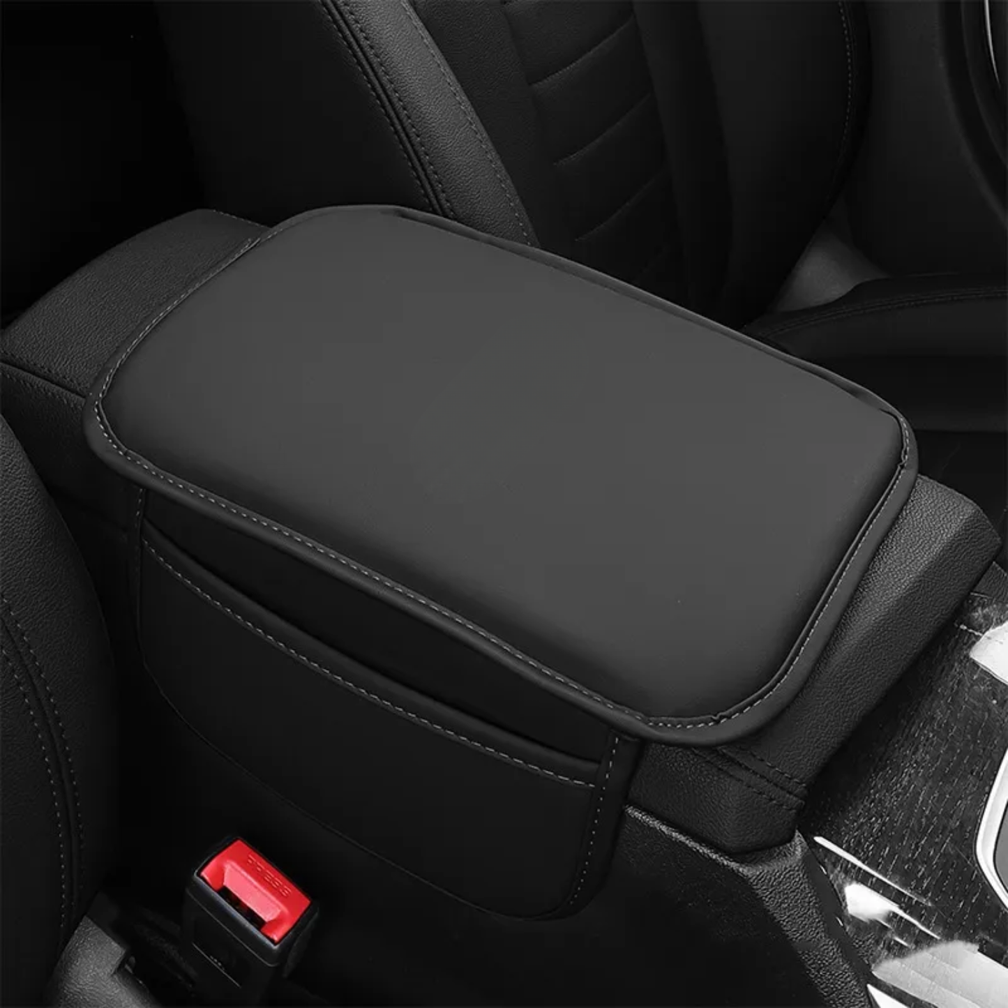 Car Armrest Cushion with Side Pockets