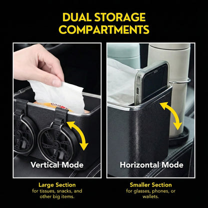 Armrest Storage Box with 2 Cup Holders