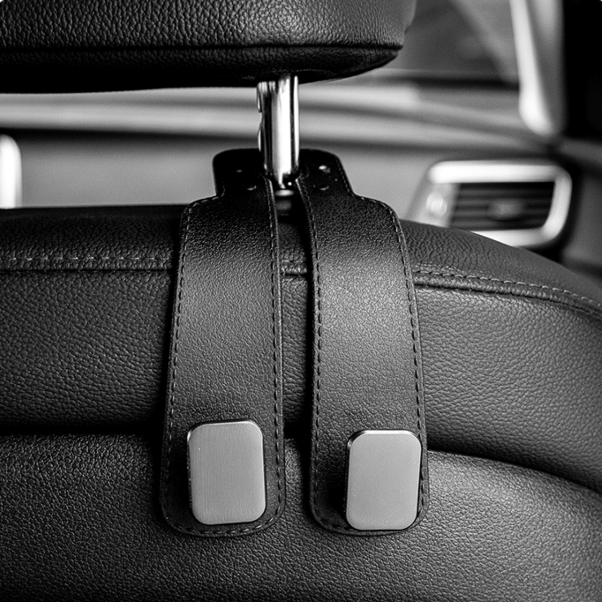Upgraded Car Seat Back Double Hooks with Soft Faux Leather PRO