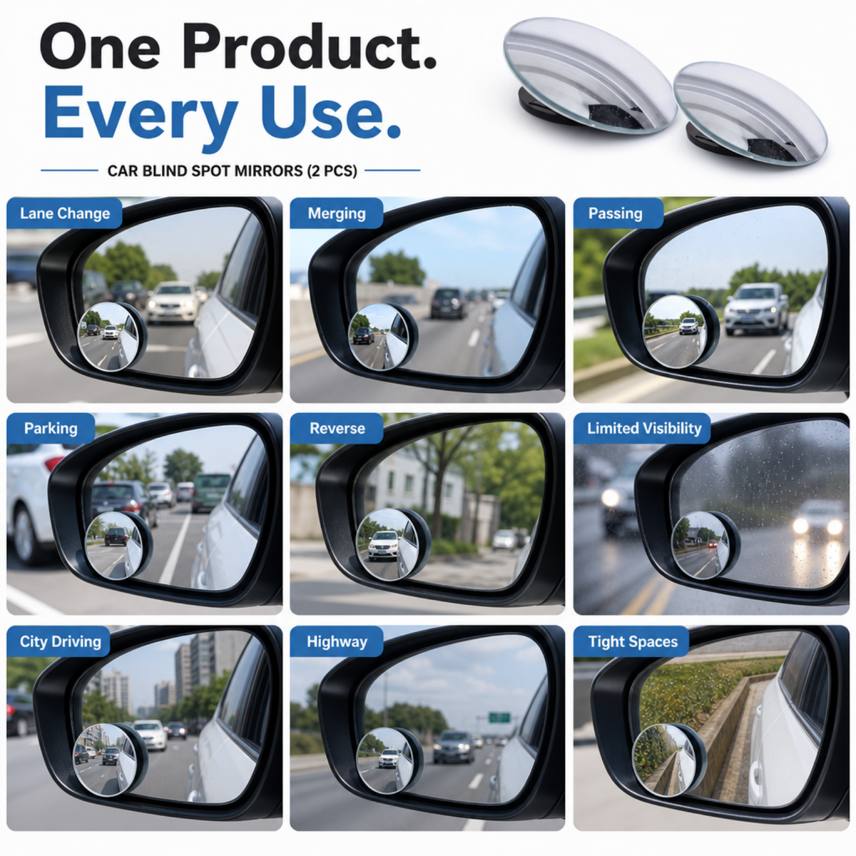 Car Blind Spot Mirrors (2 PCS)