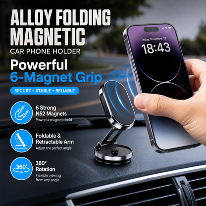 Alloy Folding Magnetic Car Phone Holder