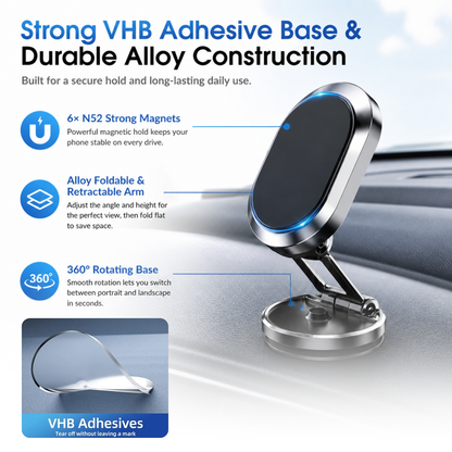 Alloy Folding Magnetic Car Phone Holder