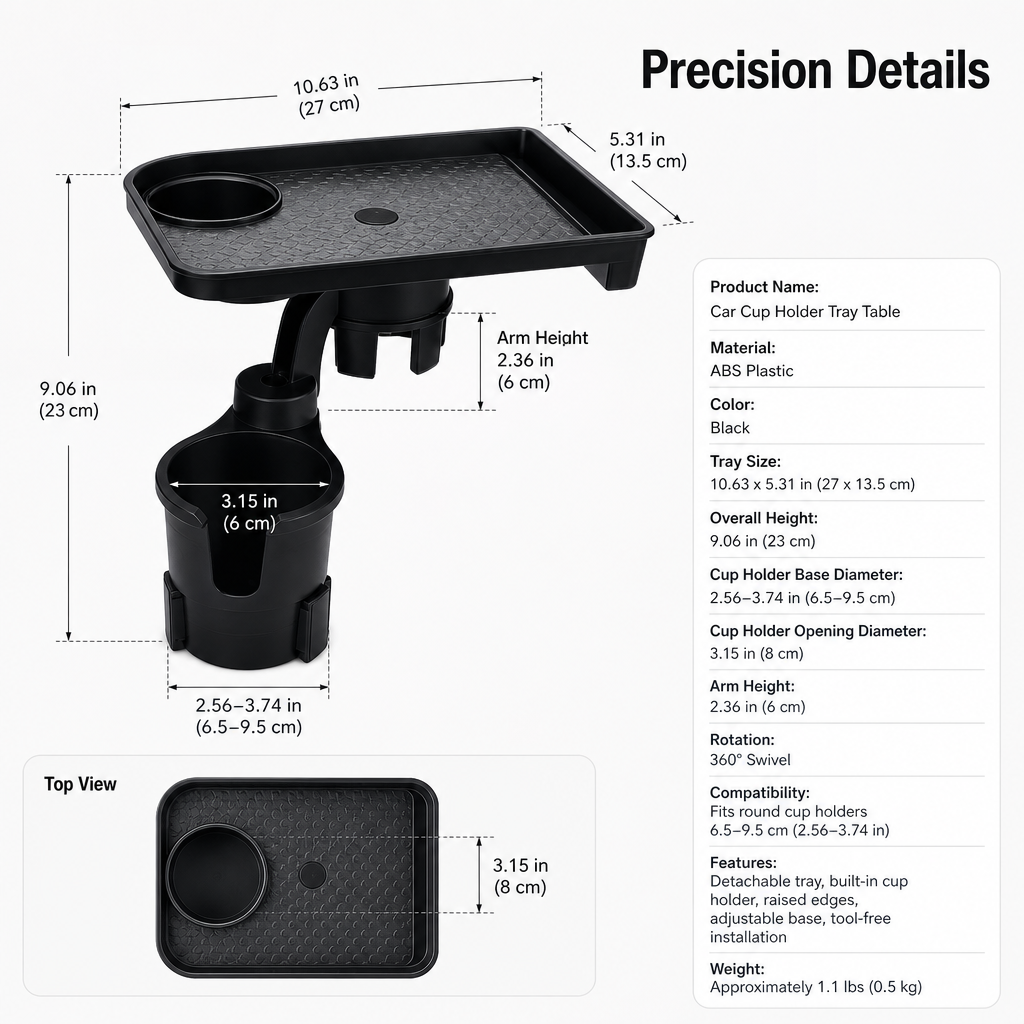 Car Cup Holder Tray Table