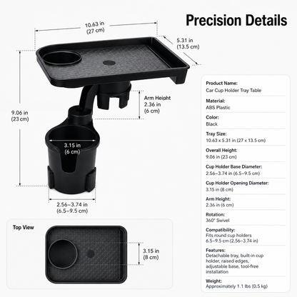 Car Cup Holder Tray Table