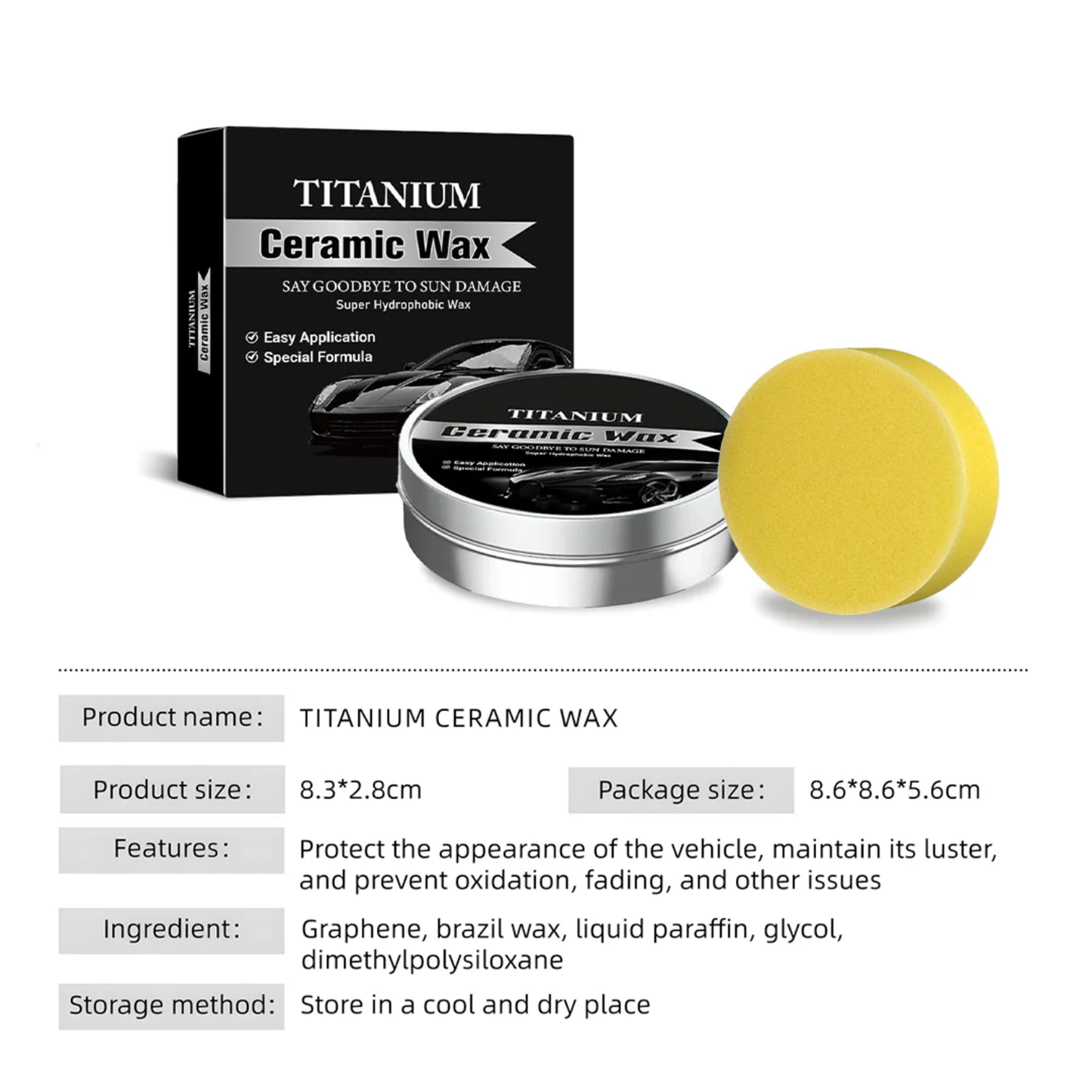Titanium Ceramic Wax Cream (Mirror Gloss & Long-Lasting Protection in 15 Minutes)