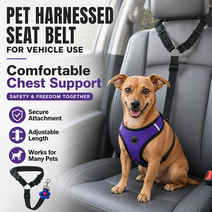Pet Harnessed Seat Belt for Vehicle Use