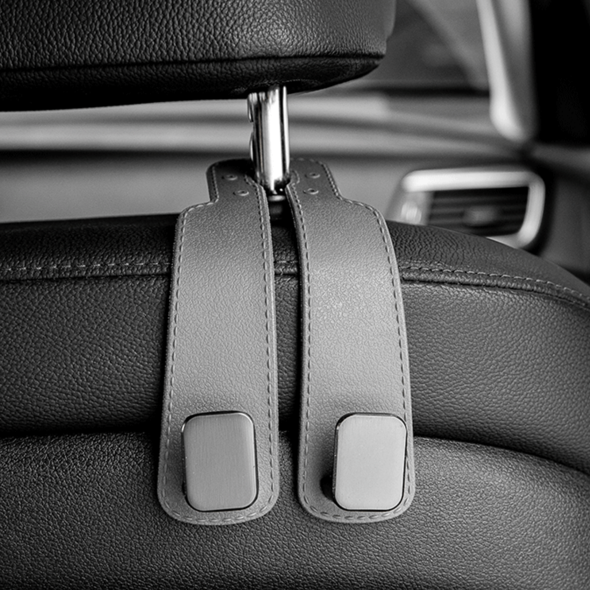 Upgraded Car Seat Back Double Hooks with Soft Faux Leather PRO