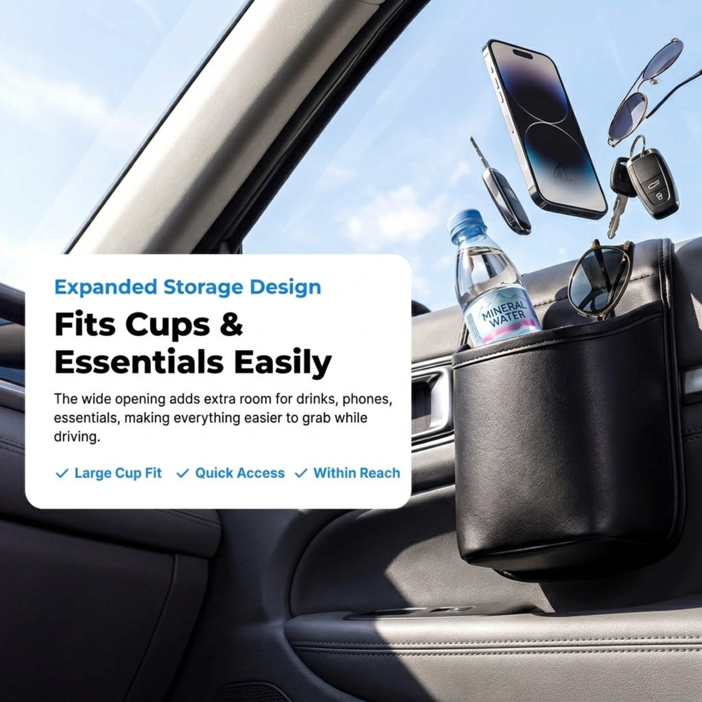Universal Leather Car Door Cup Holder PRO