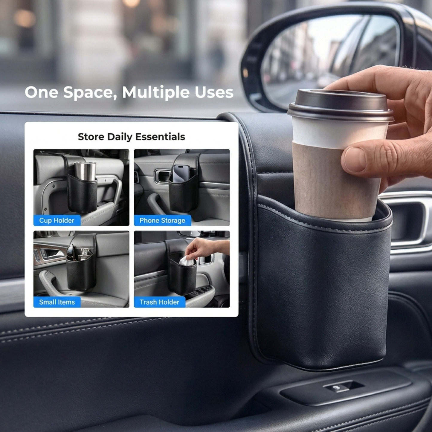 Universal Leather Car Door Cup Holder PRO