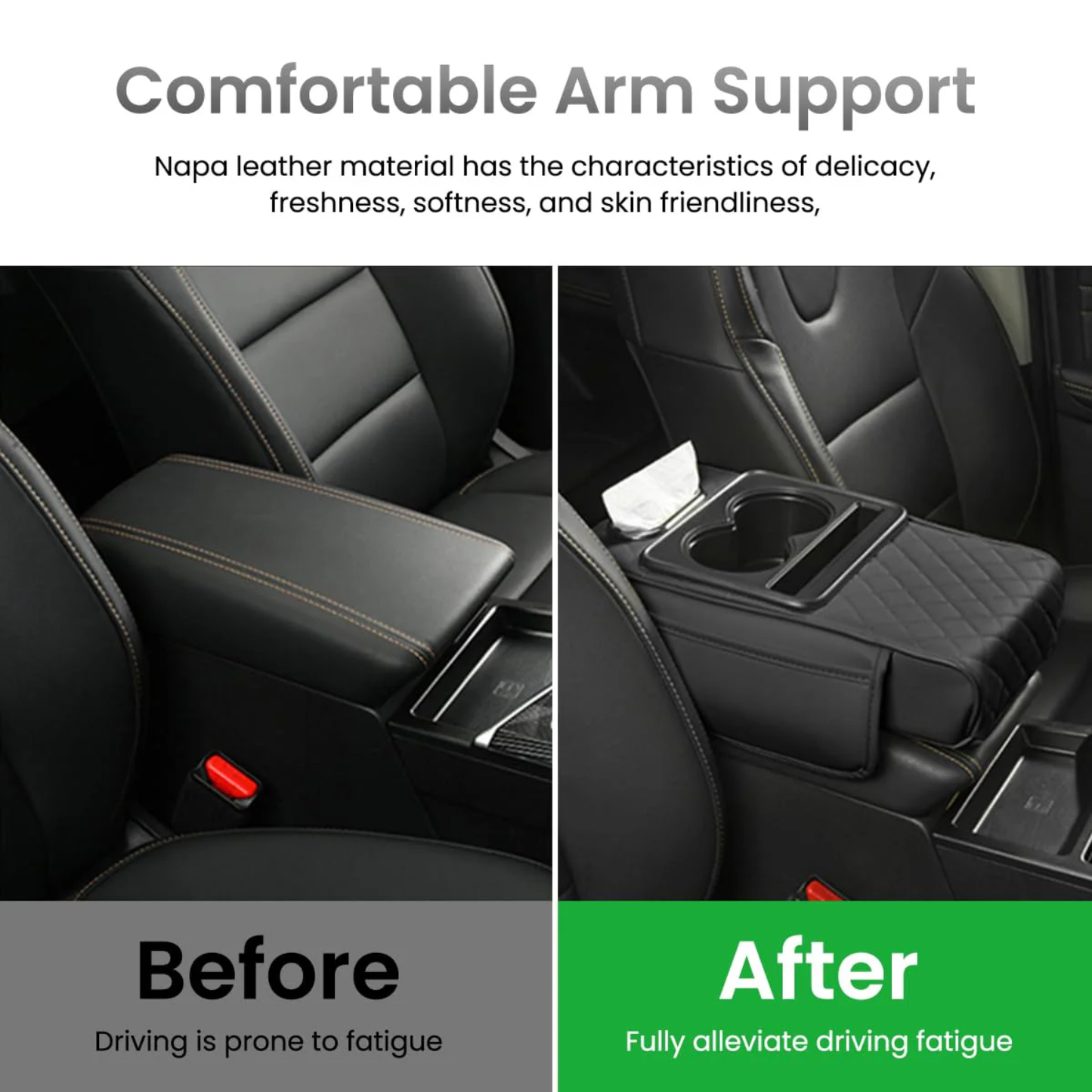 Multi-Functional Leather Car Armrest Organizer