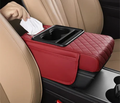 Multi-Functional Leather Car Armrest Organizer