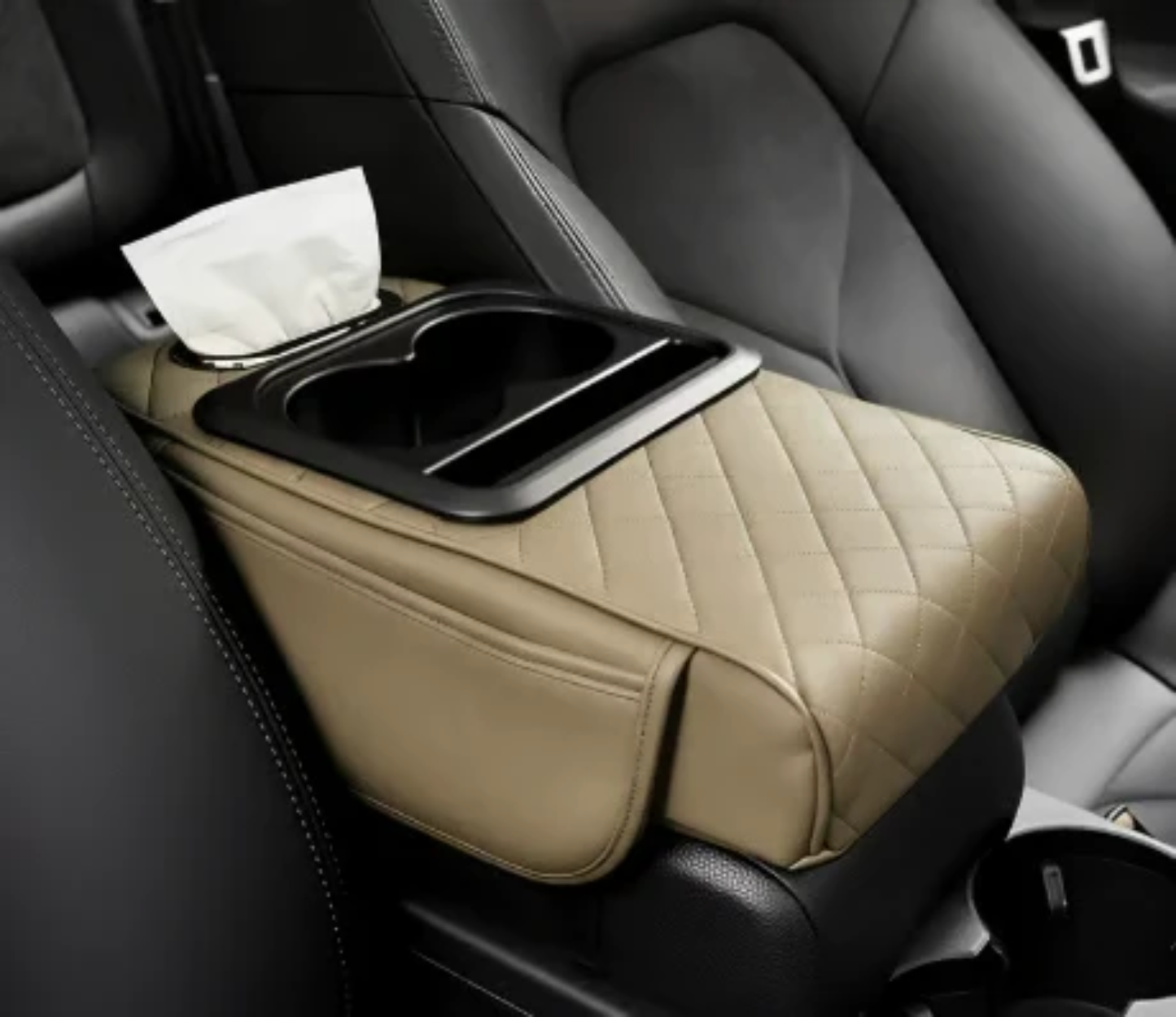 Multi-Functional Leather Car Armrest Organizer