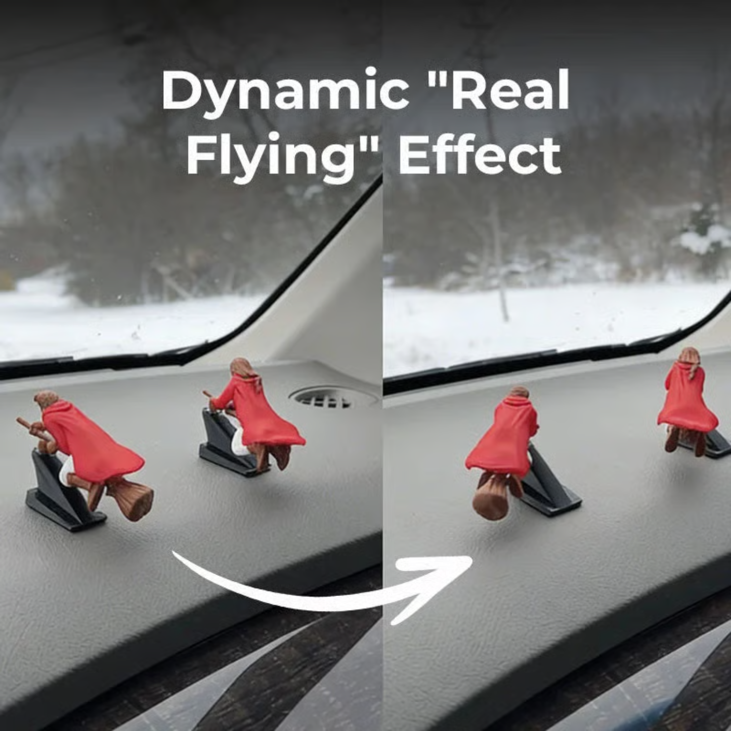 Witch and Wizard Broomstick Dashboard Drift Ornaments