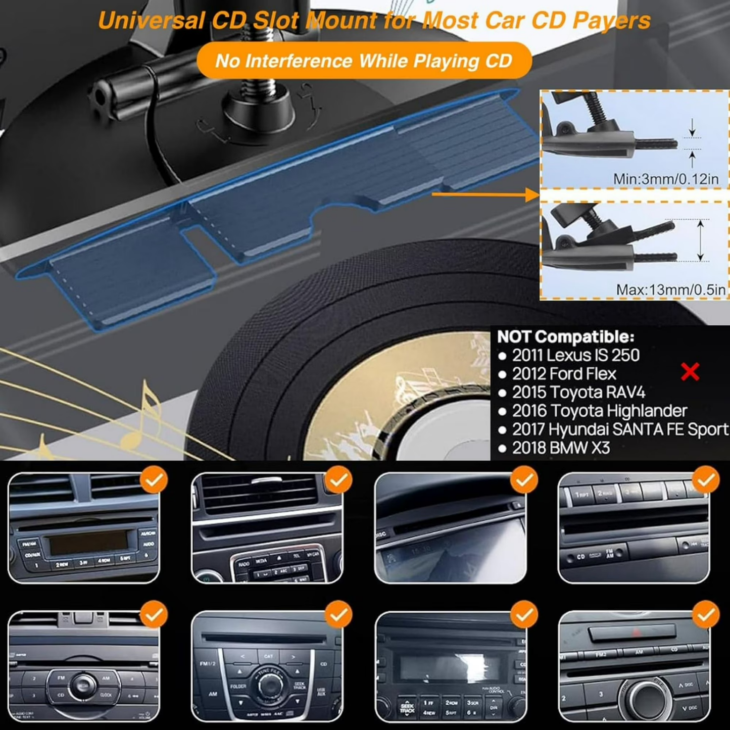 CD Slot Mount for CarPlay Screen