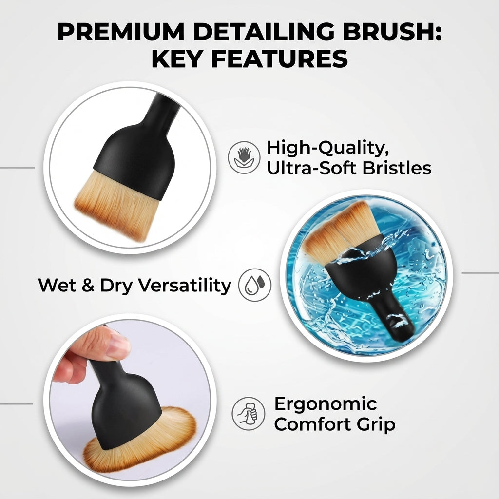 Car Interior Cleaning Brush with Protective Cover