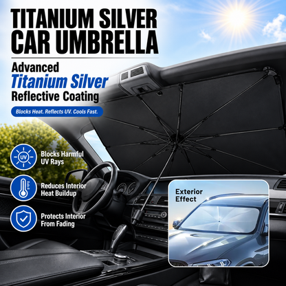 Titanium Silver Car Umbrella – Fold & Go