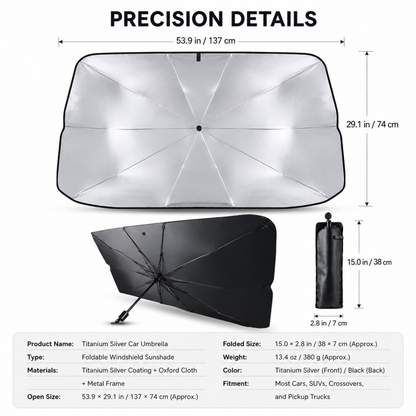 Titanium Silver Car Umbrella – Fold & Go