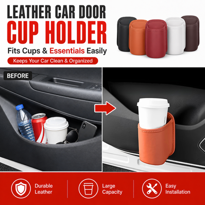 Leather Car Door Cup Holder