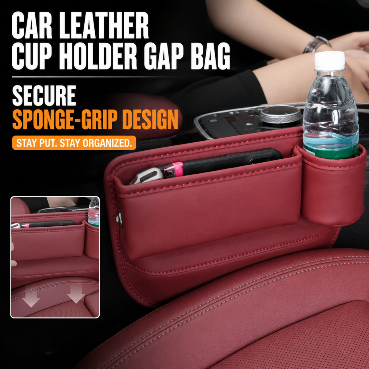 Car Leather Cup Holder Gap Bag
