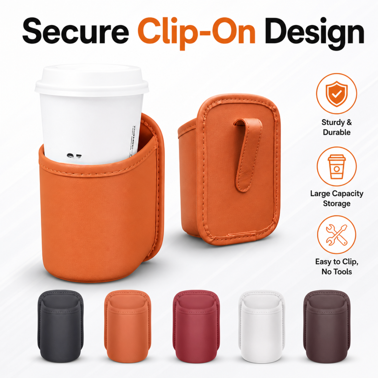 Leather Car Door Cup Holder
