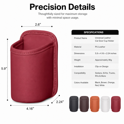 Leather Car Door Cup Holder