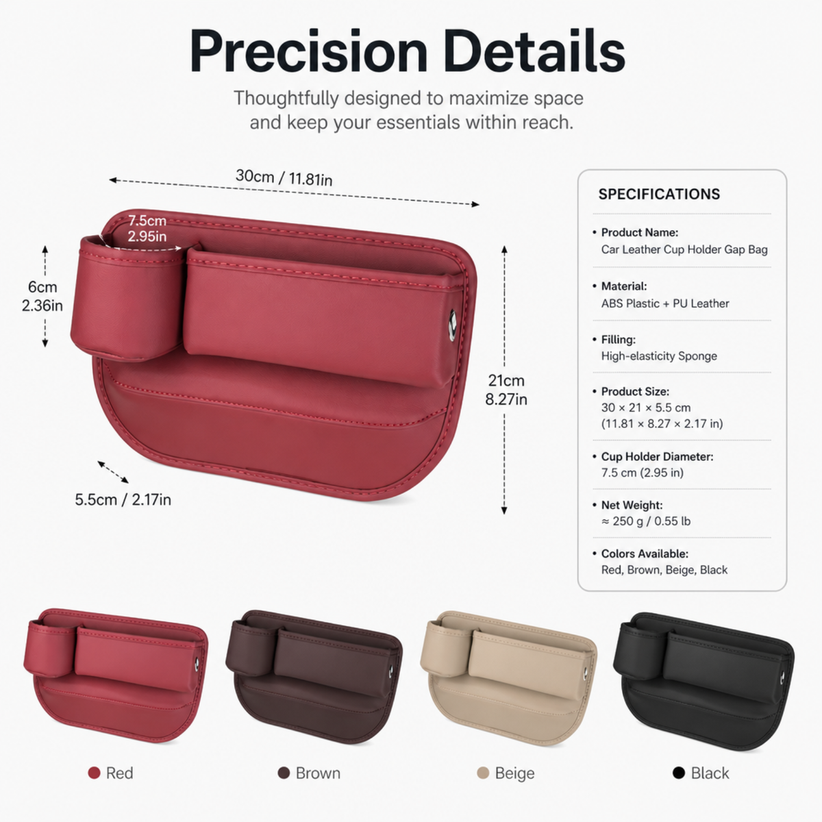 Car Leather Cup Holder Gap Bag