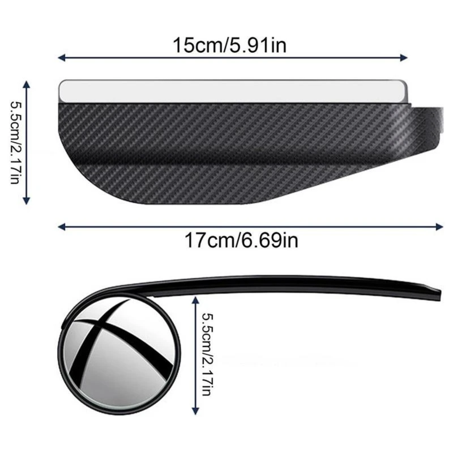 Car Blind Spot Mirror Set with Rain Shield (2 PCS)