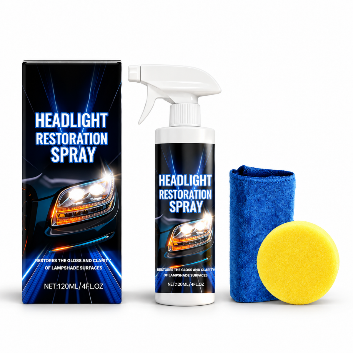 Professional Headlight Restoration Spray Kit