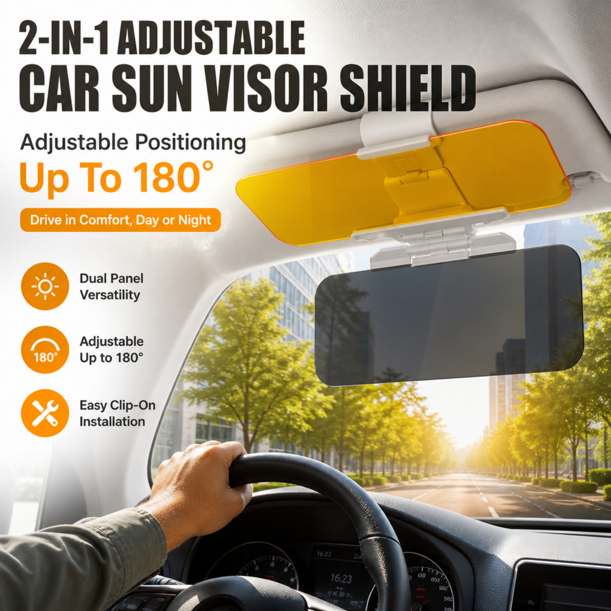 2-in-1 Adjustable Car Sun Visor Shield