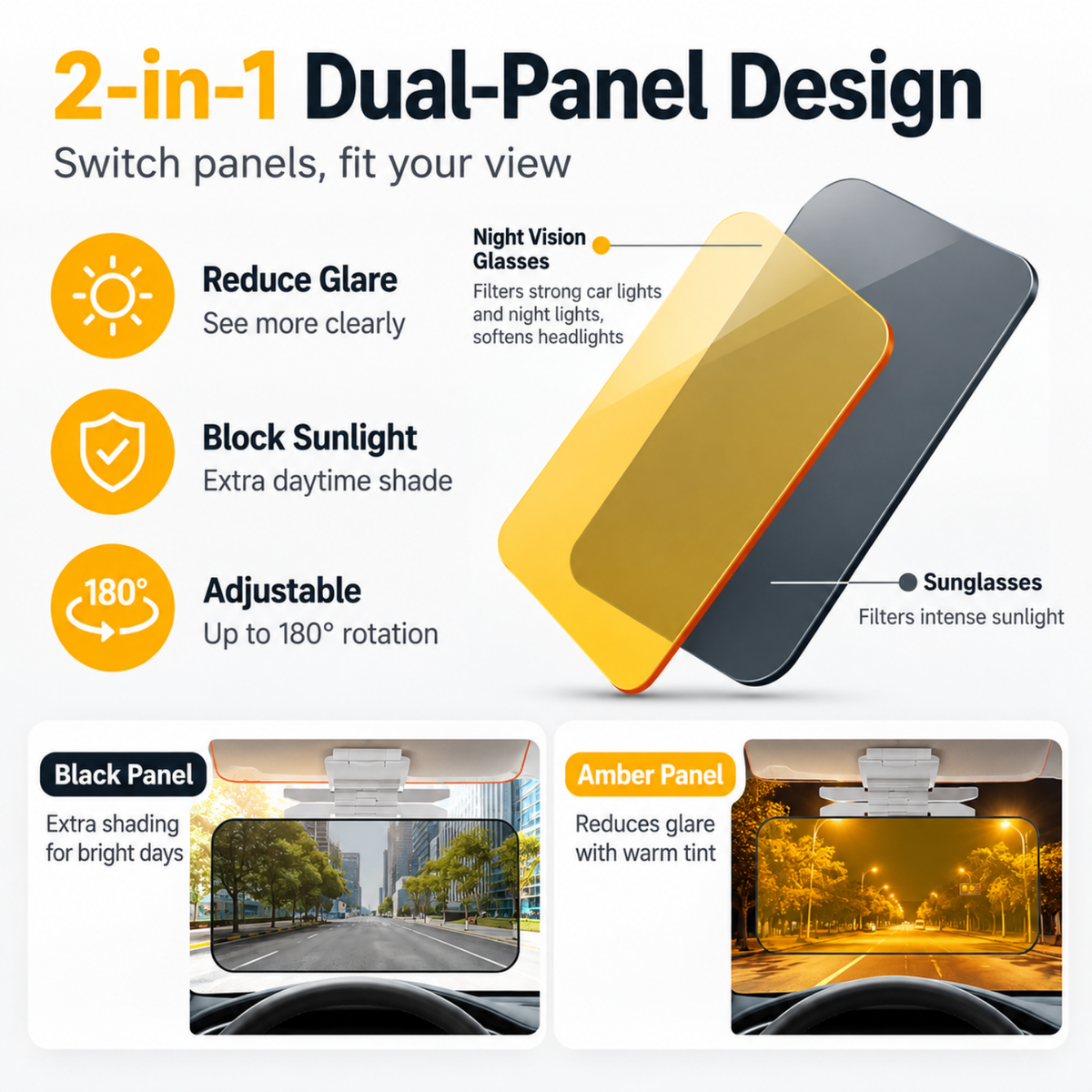 2-in-1 Adjustable Car Sun Visor Shield