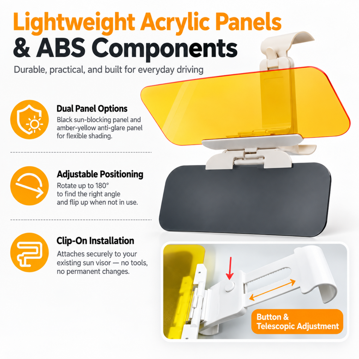 2-in-1 Adjustable Car Sun Visor Shield