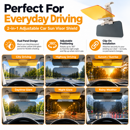 2-in-1 Adjustable Car Sun Visor Shield