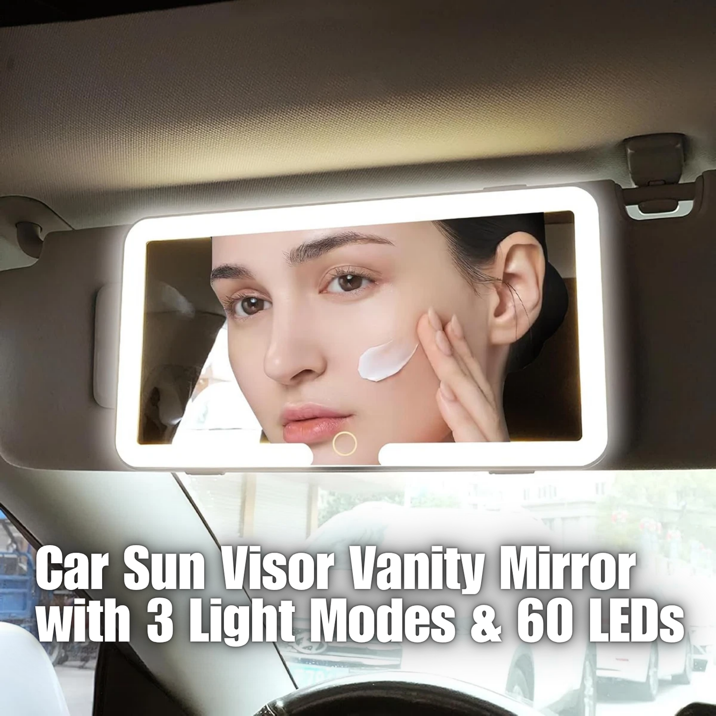 Car Sun Visor Vanity Mirror with 3 Light Modes & 60 LEDs