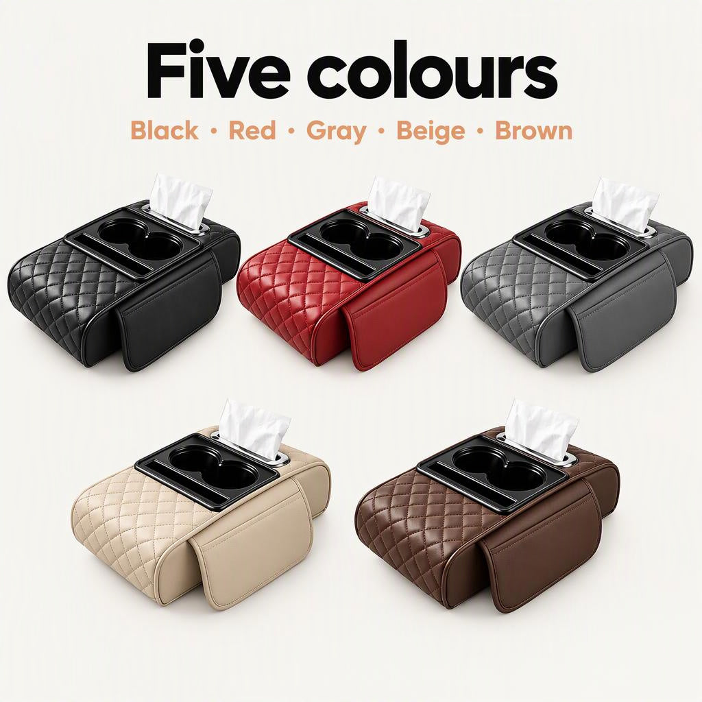 Multi-Functional Leather Car Armrest Organizer colours