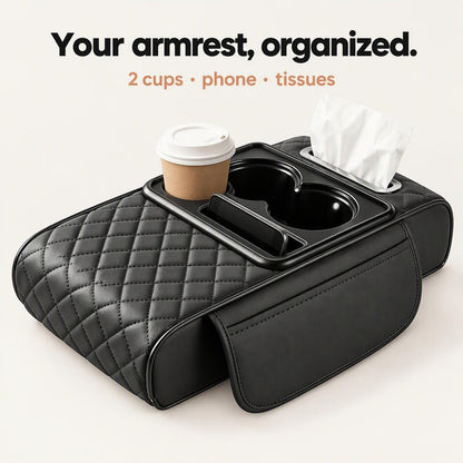 Multi-Functional Leather Car Armrest Organizer