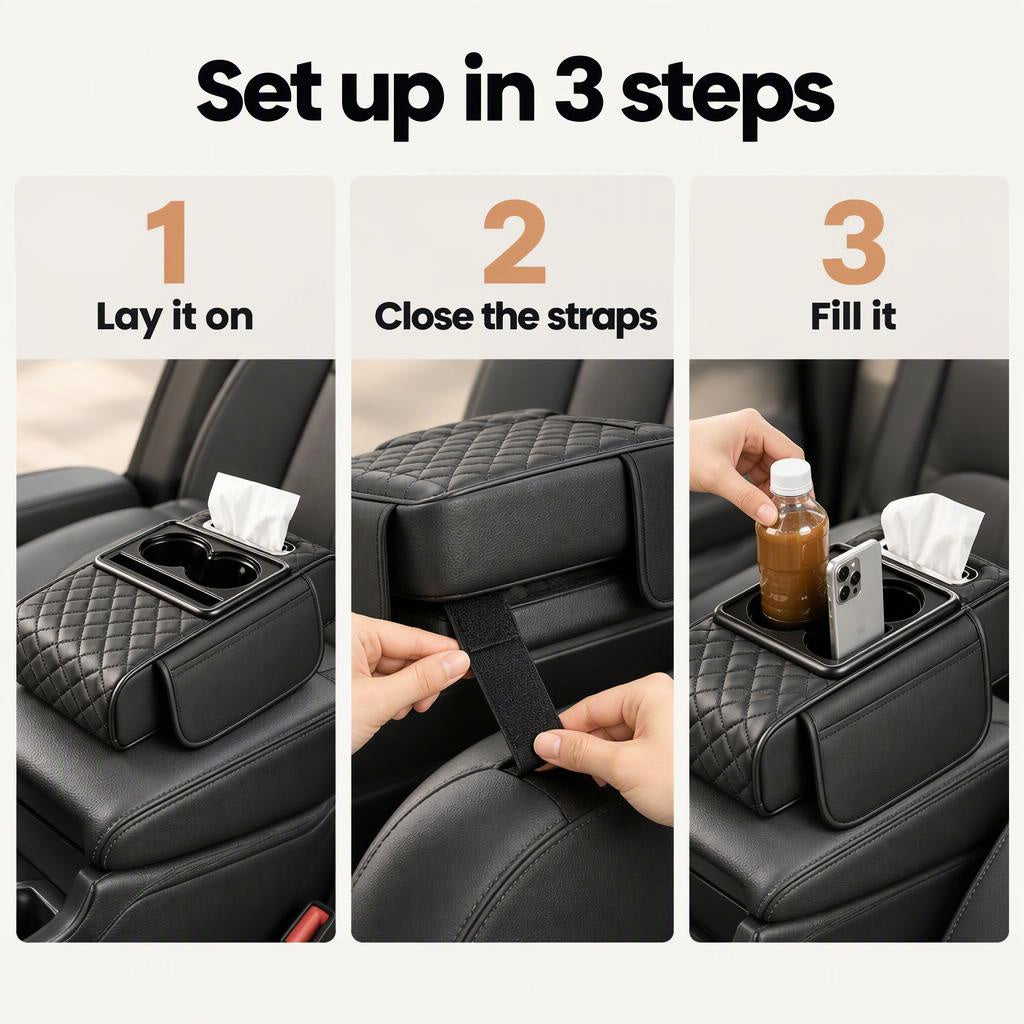 How to use the Multi-Functional Leather Car Armrest Organizer
