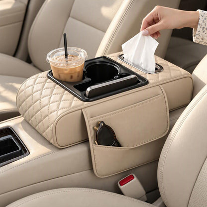 Multi-Functional Leather Car Armrest Organizer at home