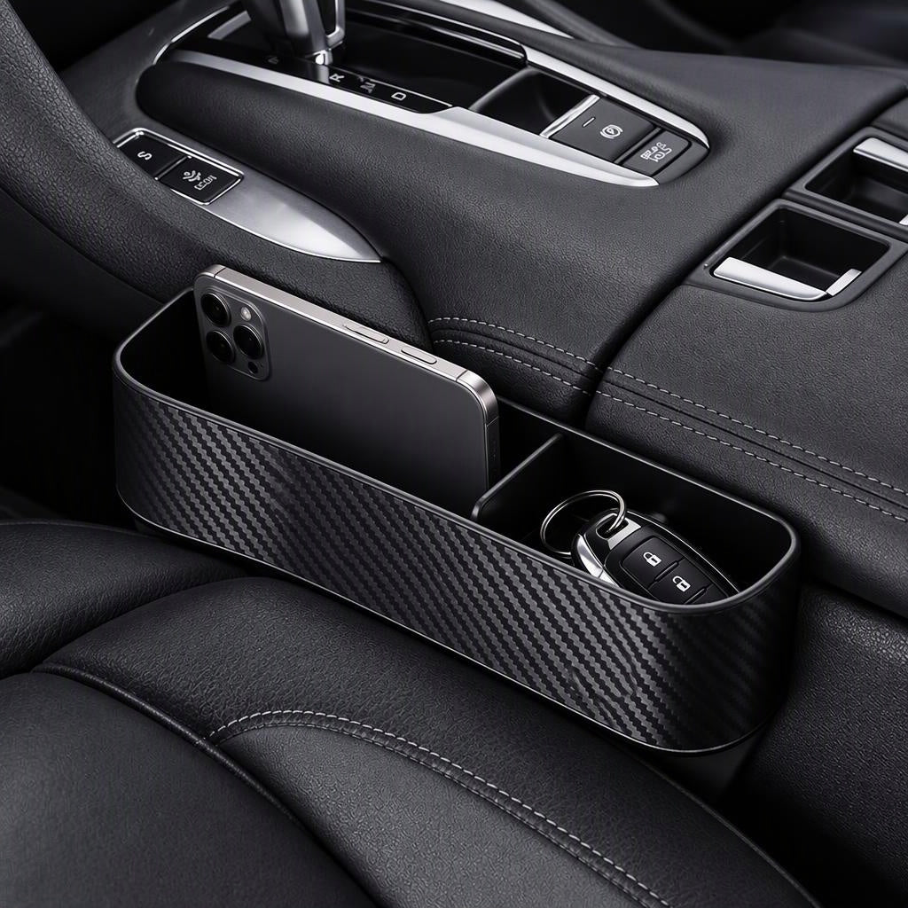 Car Seat Gap Storage Box in use